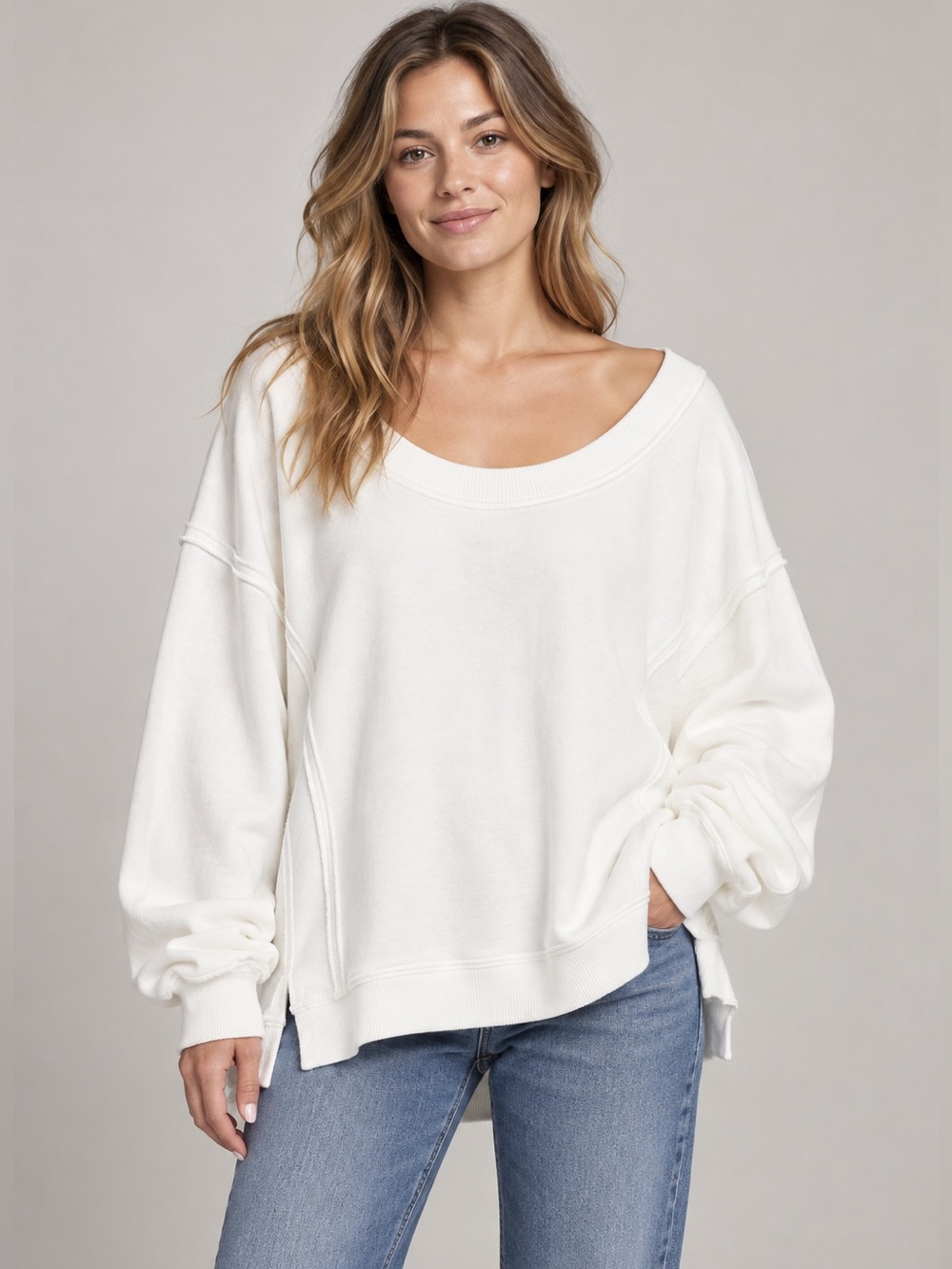 #992 NWT Free People We The Free Camden Sweatshirt White M